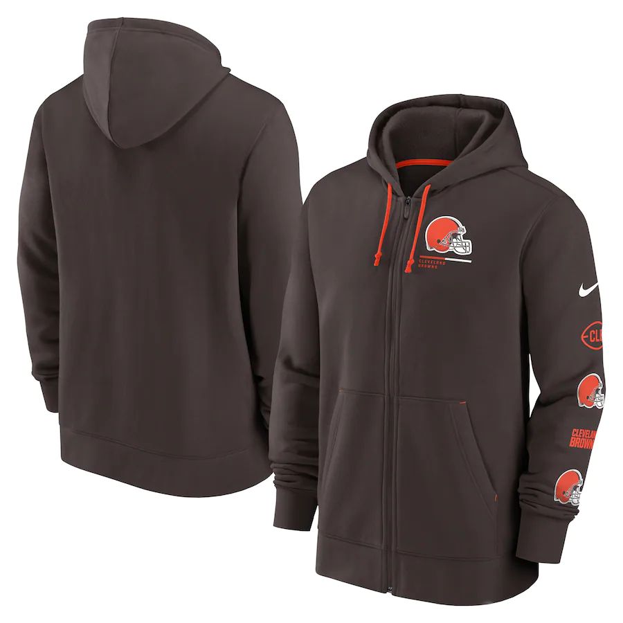 Men Cleveland Browns nike brown surrey full zip hoodie->cleveland browns->NFL Jersey